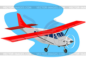 Propeller airplane flying - vector clipart