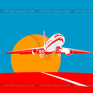 Commercial jet plane airliner taking off - vector image