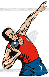 Athlete shot put throw - vector image