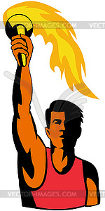 Athlete with flaming torch - vector clip art