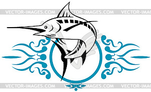 Blue marlin jumping - vector clip art