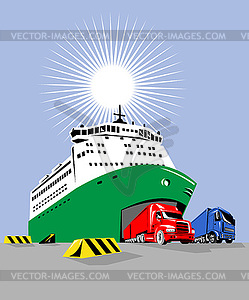 Passenger cargo ship - vector image