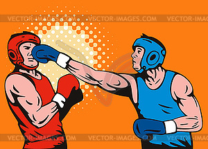 Boxer connecting knockout punch - vector image