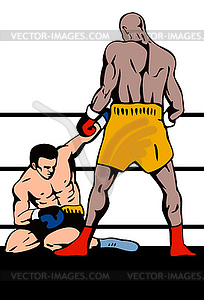 Boxer knockout on floor - vector image