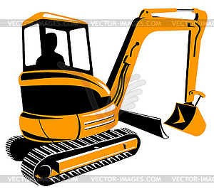 Mechanical digger tractor - color vector clipart