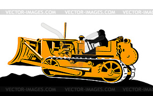 Mechanical digger tractor - vector clipart