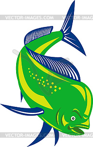 Dorado dolphin fish mahi-mahi jumping - vector image