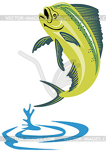 Dorado dolphin fish mahi-mahi jumping - vector clipart