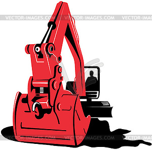 Construction digger mechanical excavator - vector image