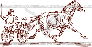 Horse and jockey harness racing - vector clipart