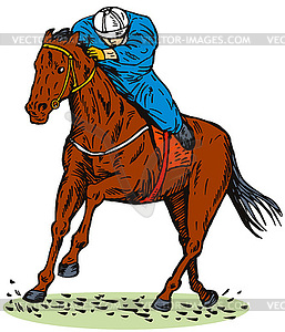 Horse and jockey racing - vector clip art