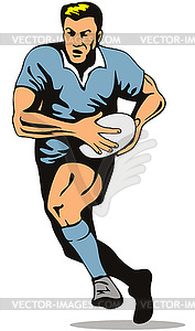 Rugby player running with ball - stock vector clipart