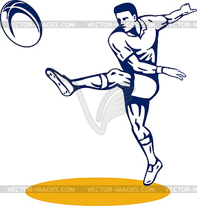 Регби игрок с мячом ногами мяч - векторный дизайн