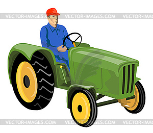 Vintage farm tractor - vector image