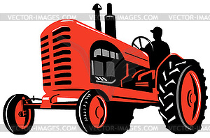 Vintage farm tractor - royalty-free vector clipart