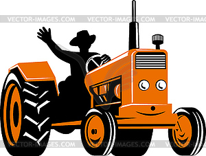 Vintage farm tractor - vector clipart
