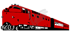 Diesel train locomotive retro - vector clipart / vector image