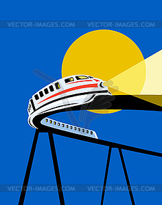 Electric monorail passenger train - vector image