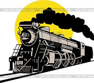 Vintage steam train locomotive - vector image