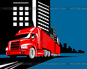 Truck container van building - vector image