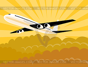 Коммерческий авиалайнер самолете - изображение в векторном формате
