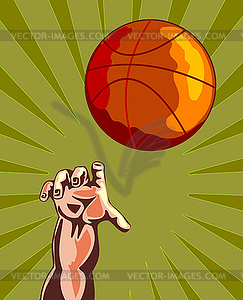 Basketball Hand Retro - vector image