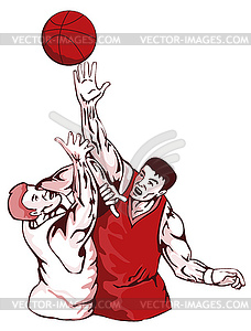 Basketball Players Rebound - vector clipart / vector image