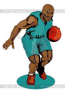 Баскетболист Дриблинг - векторное изображение клипарта