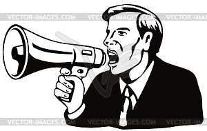 Businessman with Megaphone - vector clipart / vector image