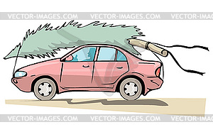 Car with Tree - vector image