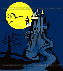 Castle with Dead Tree - vector image