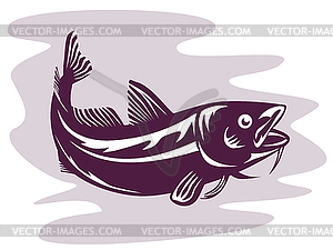 Atlantic Codfish Retro - color vector clipart