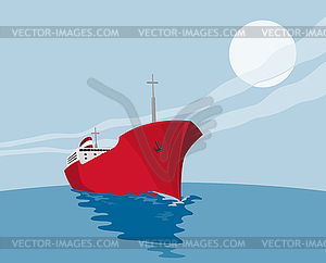 Container Ship Cargo Boat Retro - vector image