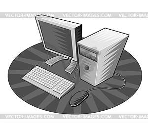 Computer Monitor Mouse Retro - vector image