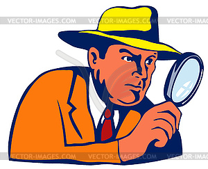 Detective with Magnifying Glass - vector clip art