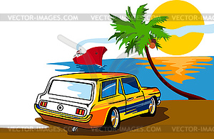 Ford Mustang Station Wagon Beach - vector EPS clipart