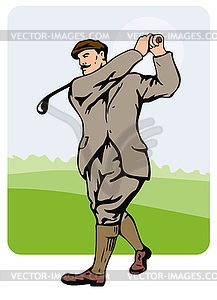 Golfer Swinging - vector clipart