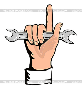 Hand Holding Spanner Wrench Torch - royalty-free vector image