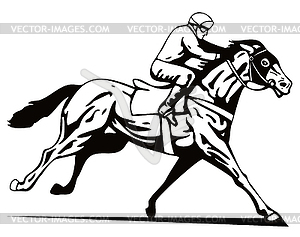 Лошадь и жокей гонки ретро - векторная иллюстрация