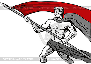 Man Carrying Flag - vector clipart