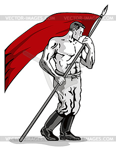 Man Holding Flag - vector clip art