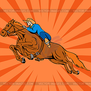Rodeo Cowboy Riding Horse - royalty-free vector clipart