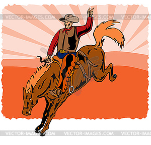 Rodeo Cowboy Riding Horse - royalty-free vector image