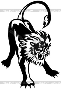 Lion Big Cat Атакующие Ретро - клипарт в векторном формате