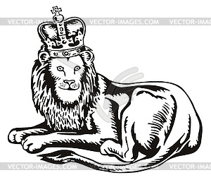 Lion Big Cat with Crown - vector clipart / vector image