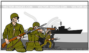 Marines Attacking - vector clipart