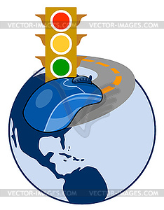 Computer Mouse On Globe - vector image