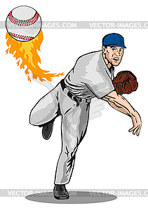 American Baseball Player Pitcher - vector EPS clipart