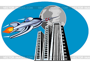 Rocket Ship Flying - vector clip art