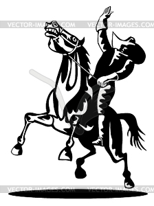 Rodeo Cowboy Riding Bucking Bronco Horse - royalty-free vector image